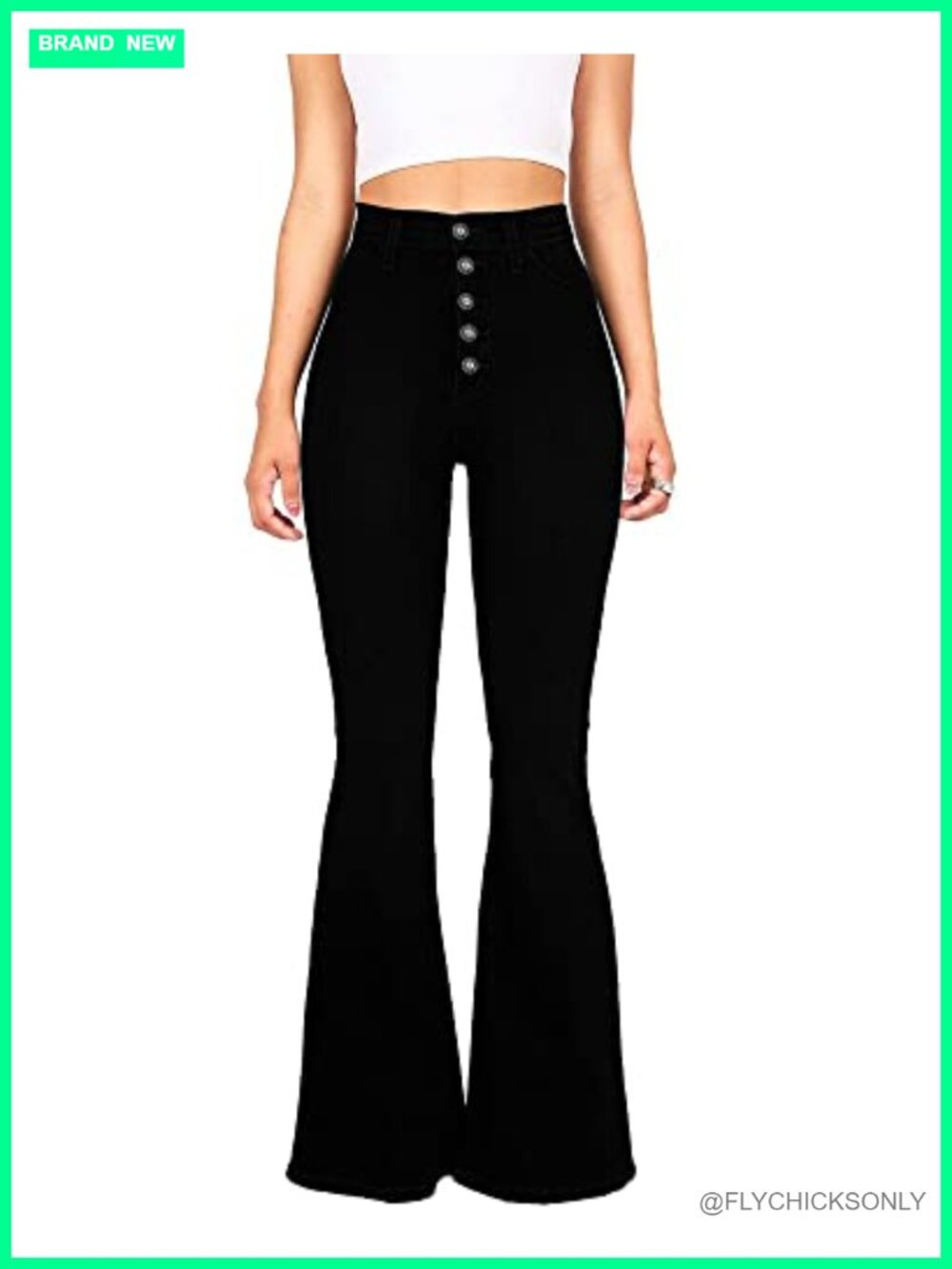 High Waisted Bell Bottom Flare Jeans Stretch Denim Retro